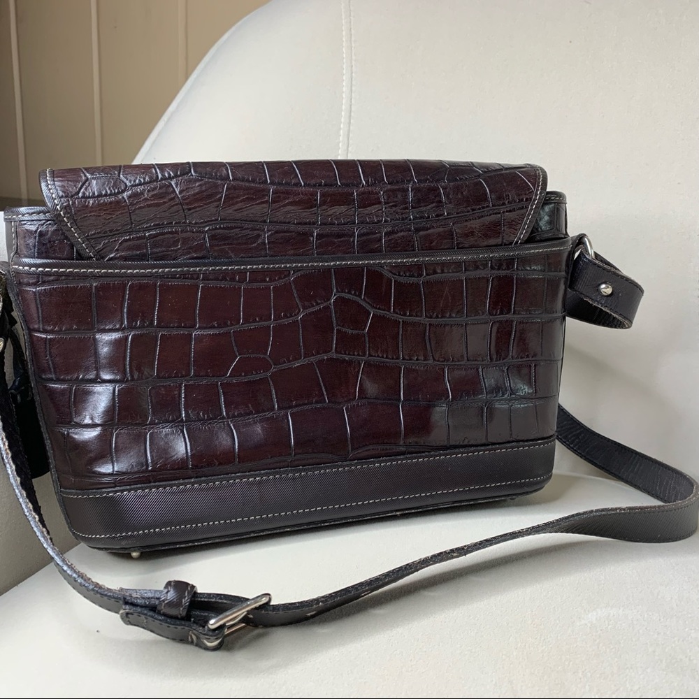 Vintage Dooney & Bourke Brown Croco Crossbody &Fob - Picture 4 of 8